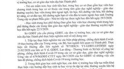 THÔNG BÁO VỀ THỜI GIAN NGHỈ HỌC PHÒNG DỊCH COVID-19