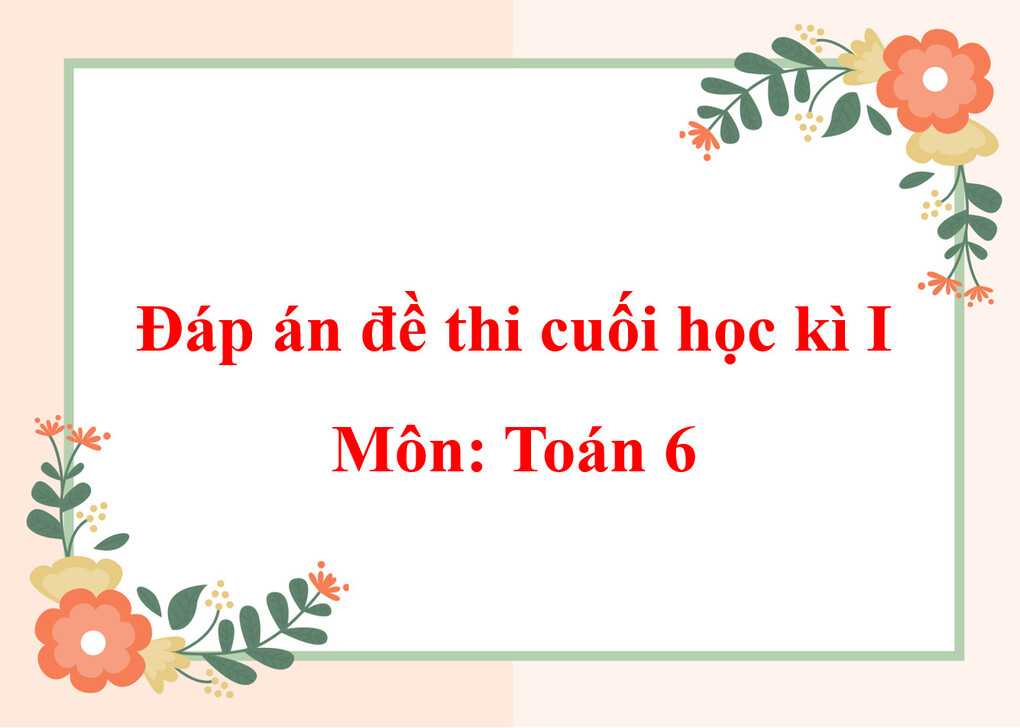 Đáp án đề thi cuối học kì I môn Toán 6