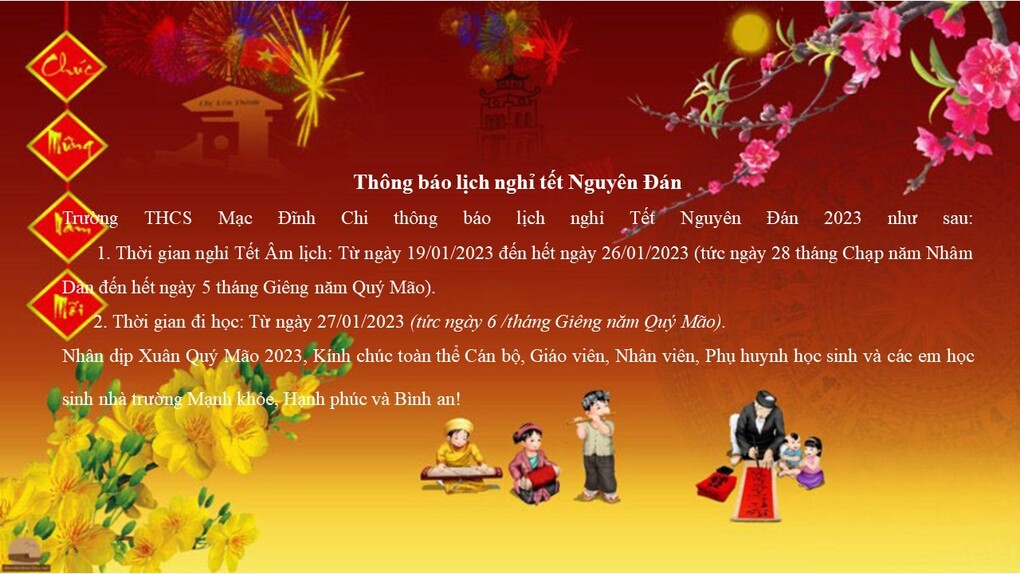 Thông báo lịch nghỉ Tết Nguyên Đán 2023