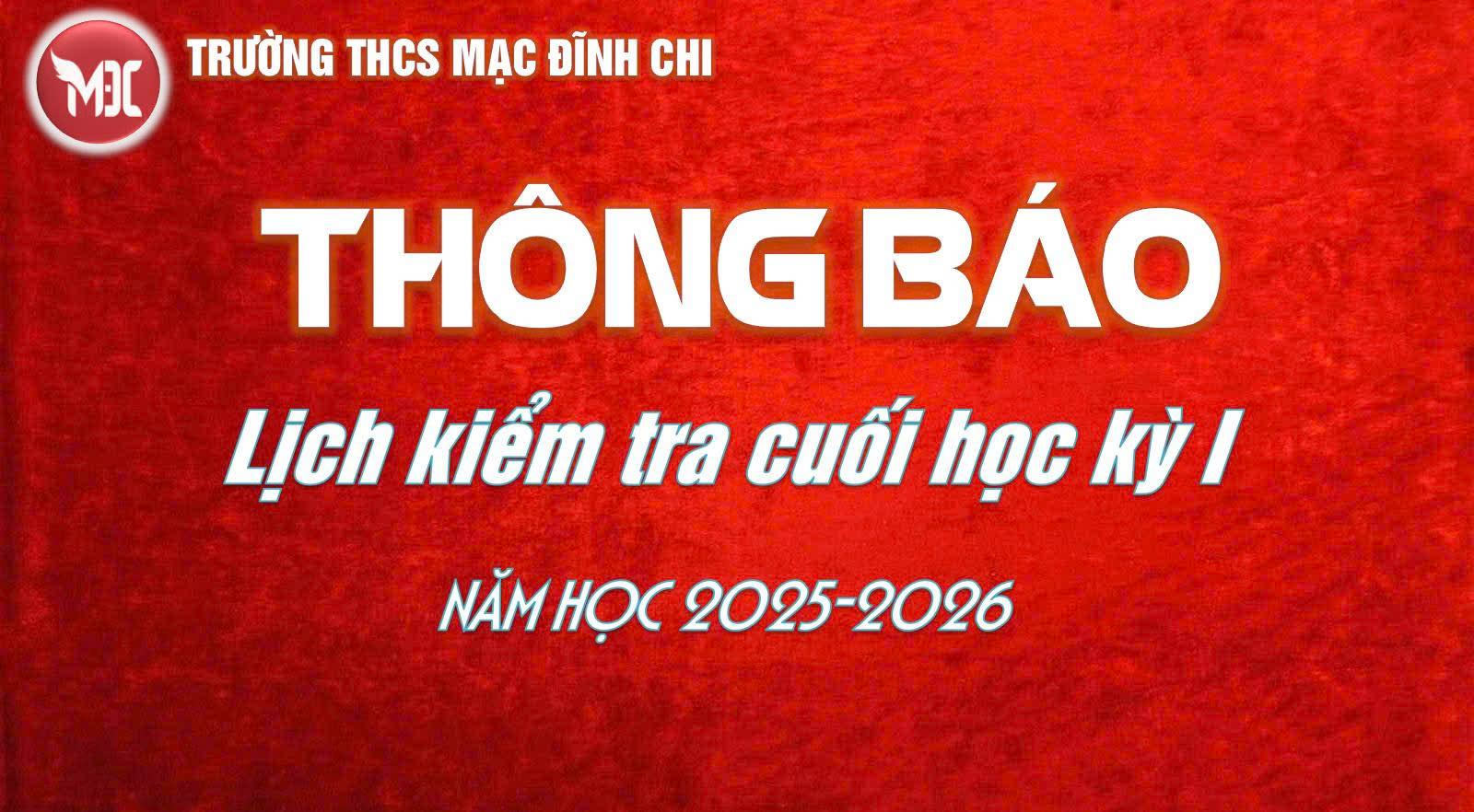 Lịch kiểm tra cuối học kỳ I, năm học 2025-2026