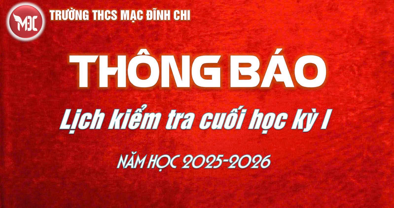 Lịch thi học kỳ I năm học 2025-2026