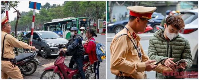 Ngoài ra cũng có cả trường hợp phụ huynh đèo con nhưng không đội mũ bảo hiểm.